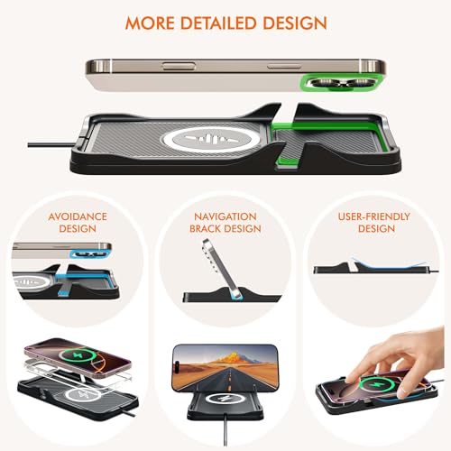 Wireless Car Charger Pad for iPhone 17/16/15/14/13/12 & Samsung, Non Slip Fast Wireless Charging Pad for Car Dashboard Console, Portable USB A Phone Charger for Vehicle SUV Truck Travel