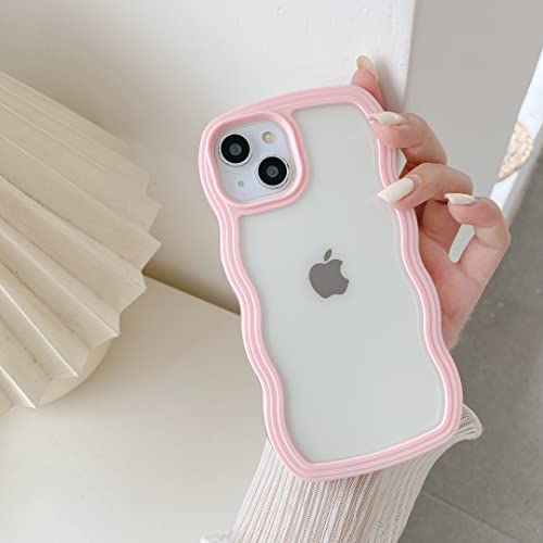 QLTYPRI Cute Wavy Case for iPhone 11 Clear Phone Case, Pink | Aesthetic Curly Frame Shape Transparent TPU Phone Case for Girls Women, Soft Silicone TPU Bumper Shockproof Protective Cover - color: Pink, size: iPhone 11