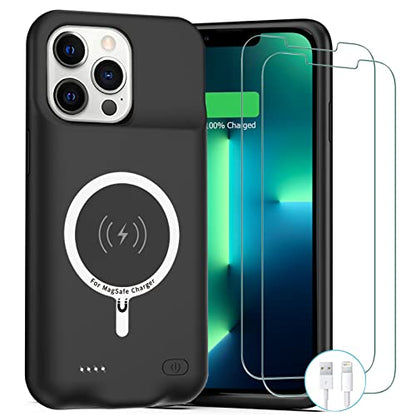 Battery Case for iPhone 13 Pro Max, 12000mAh Rechargeable Portable Charging Case with Wireless Charging Compatible for iPhone 13 Pro Max (6.7 inch) with CarPlay Battery Pack Charger Case (Black) - size: iPhone 13 Pro Max-Black