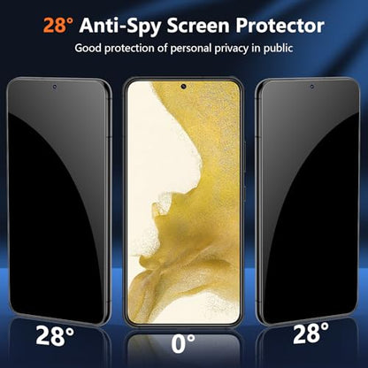 [2 Pack] Privacy Screen Protector for Samsung Galaxy S22, Ultrasonic Fingerprint Support, Auto-Alignment Frame, Easiest to Installation, Scratch-Resistant, Bubble-Free - size: Galaxy S22