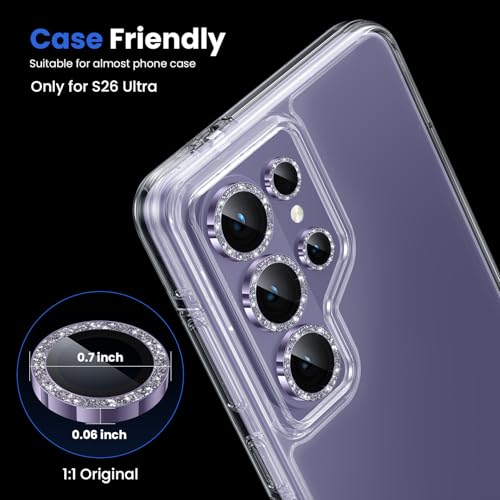 WSKEN for Samsung Galaxy S26 Ultra Camera Lens Protector - Ultra Thin - color: Glitter Violet