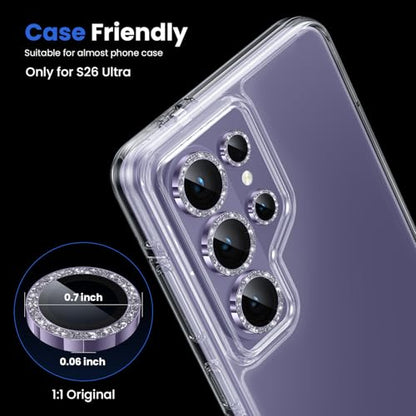WSKEN for Samsung Galaxy S26 Ultra Camera Lens Protector - Ultra Thin - color: Glitter Violet