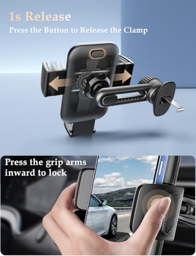 2026 Car Phone Holder [Never Blocking Vent] with Wide Clamp - color: Gray