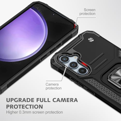 for Samsung S23 FE Case: S23 FE Case with Screen Protector: (Heavy Duty) Military Grade 360° Rotatable Kickstand Shockproof Protective Cases for Samsung Galaxy S23 FE (Black) - color: Samsung S23 FE Case Black