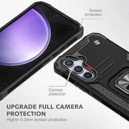 for Samsung S23 FE Case: S23 FE Case with Screen Protector: (Heavy Duty) Military Grade 360° Rotatable Kickstand Shockproof Protective Cases for Samsung Galaxy S23 FE (Black) - color: Samsung S23 FE Case Black
