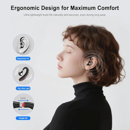 Bluetooth headset,Bluetooth earpiece 500mAh Charging Case 72H of talk time, Bluetooth Headset with Noise Canceling Mic Voice Control Lightweight Sweat-Resistant Design For iphone Work Driver Office - color: Red