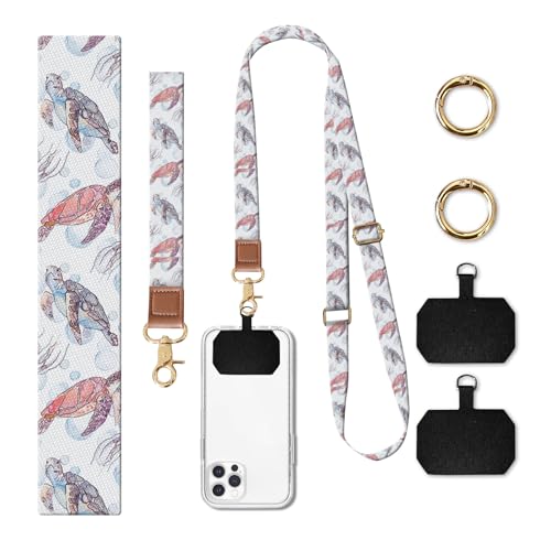 Phone Lanyard Crossbody Wrist Strap, Cute Cell Phone Lanyards for around the Neck Wristlet Wrist Strap - color: Cute Boho Turtle