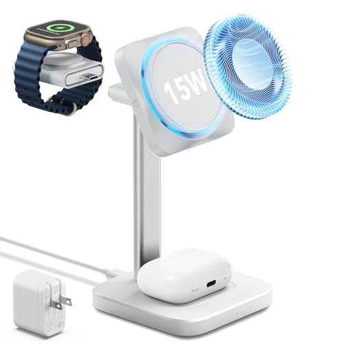 ESR 3 in 1 MagSafe Charger Stand with CryoBoost, Wireless Charging Stand - color: White