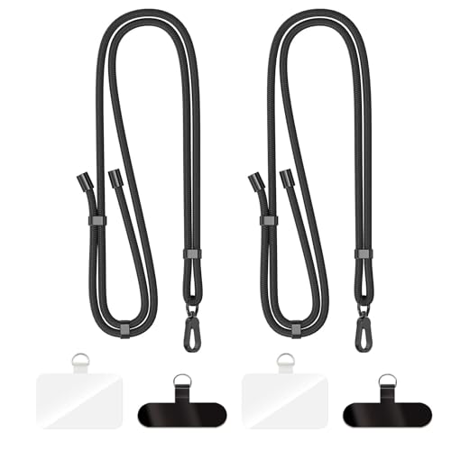 Phone Adjustable lanyard for phone with Tether Tabs - color: 2pack-black