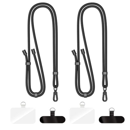 Phone Adjustable lanyard for phone with Tether Tabs - color: 2pack-black
