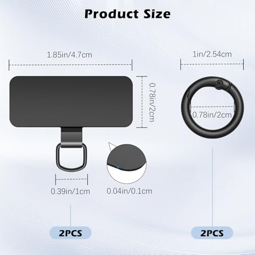 MoKo 2pcs Phone Tether Tab, Stainless Steel Cell Phone Lanyard Pads - color: Black