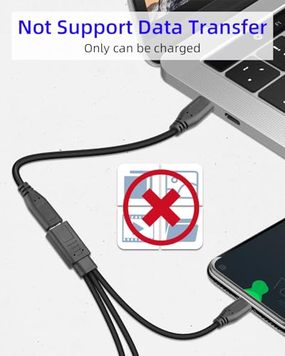 3 in 1 USB C Splitter Charge Cable, Type C Female to Micro USB and Mini USB and Type C Male Charging Cables,Multi USB-C Splitter Cable Only Support Charging(1FT/2 Pack)