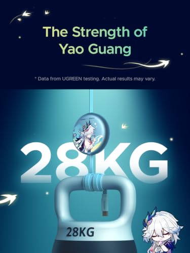 UGREEN Nexode 100W Retractable Cable Honkai: Star Rail, Glacier Blue, 3.3FT - color: Glacier Blue