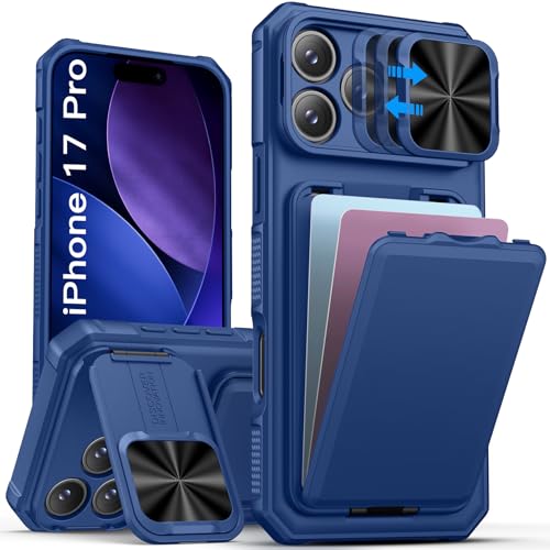 SSLOTSCASE for iPhone 17 Pro Case with Stand & Credit Card Holder, Blue - color: Blue, size: Iphone 17 Pro