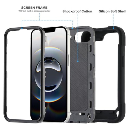 MARKILL Compatible with iPhone 17e/iPhone 16e Case with Stand, Military Grade Drop Protection Full Body Rugged Heavy Duty Case 3 in 1 Protective Durable Cover for iPhone 16e/17e Black - color: Black, size: iPhone 16e/iPhone 17e