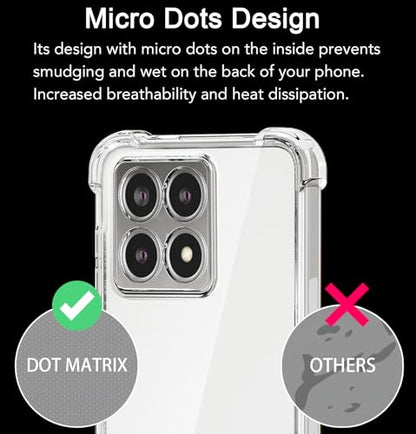 USTIYA Case for Xiaomi 14T 5G Clear TPU Four Corners Military-Grade Protection Cover Transparent Soft funda