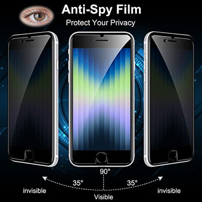 YMHML 2 Pack Compatible for iPhone SE 2020 2nd 2022 3rd Generation, iPhone 8 7 6s 6 Privacy Screen Protector, Anti Spy, Private Case Friendly Film - size: iPhone SE/8/7/6/6s-4.7 Inch