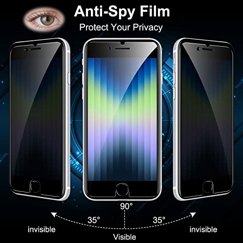YMHML 2 Pack Compatible for iPhone SE 2020 2nd 2022 3rd Generation, iPhone 8 7 6s 6 Privacy Screen Protector, Anti Spy, Private Case Friendly Film - size: iPhone SE/8/7/6/6s-4.7 Inch
