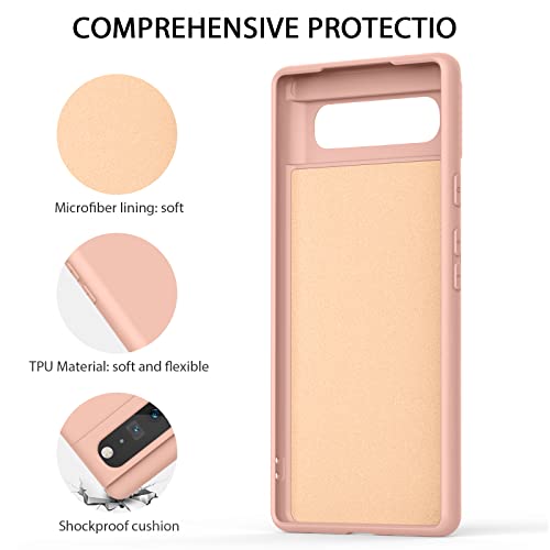 Silicone Phone Case Compatible with Google Pixel 6, Soft Protective Smart Phone Case for Women Men, Durable Anti-Scratch Shockproof Phone Cover Pink - color: Pink