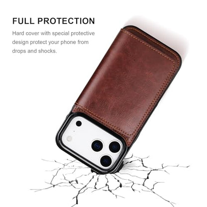KIHUWEY Compatible with iPhone 17 Pro Max Wallet Case Credit Card Holder, Premium Leather Kickstand Flip Hidden Magnetic Clasp Durable Shockproof Protective Cover for 6.9 inch (Brown) - color: Brown