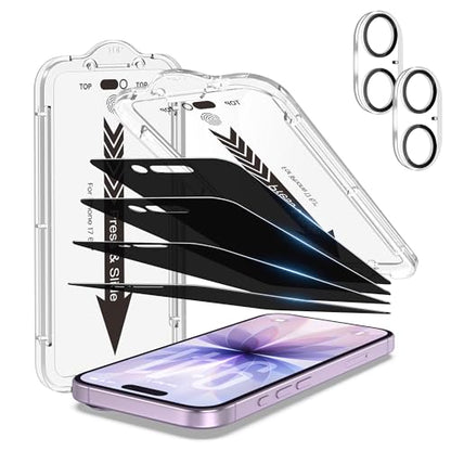 EZ-GLAZ-4+2 Pack for iPhone 17 Privacy Screen Protector (6.3") - size: iPhone 17
