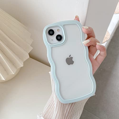 QLTYPRI Cute Wavy Case for iPhone 11 Clear Phone Case, Baby Blue | Aesthetic Curly Frame Shape Transparent TPU Phone Case for Girls Women, Soft Silicone TPU Bumper Shockproof Protective Cover - color: Baby blue, size: iPhone 11