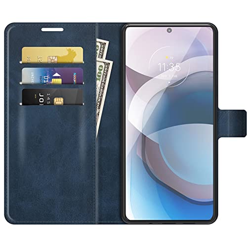 Flip Case for Motorola One 5G UW Ace Wallet Leather Magnetic Protective Cellphone Case for Moto One 5G Ace 2021 / Moto G 5G Folio Book Cover & Stand (Blue) - color: Blue