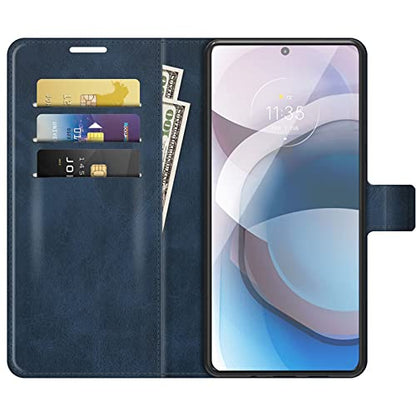 Flip Case for Motorola One 5G UW Ace Wallet Leather Magnetic Protective Cellphone Case for Moto One 5G Ace 2021 / Moto G 5G Folio Book Cover & Stand (Blue) - color: Blue