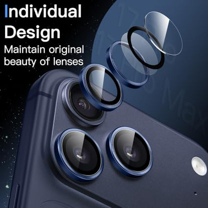 JETech Camera Lens Protector for iPhone 17 Pro/17 Pro Max, Deep Blue, 1 Set - color: Deep Blue