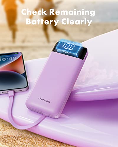 charmast Portable Charger Power Bank with Reinforced Built-in 4 Cables - color: Purple