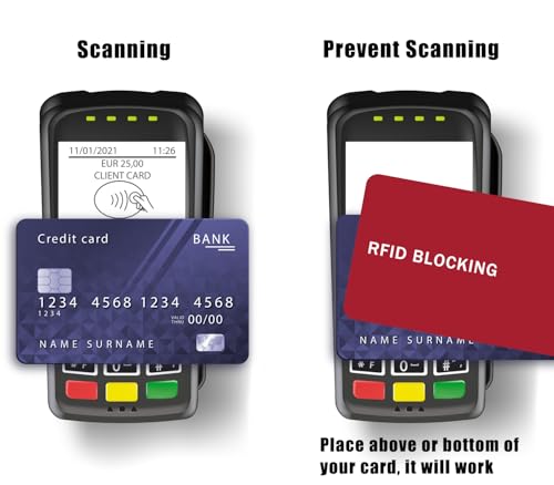 RFID Blocking Card - 3 Pack, Contactless NFC Credit Card ID Protection Safe Bank Card Passport Entire Wallet Purse Shield Protector Blocker Guard (Pack of 3, Red) - color: Red/3 cards