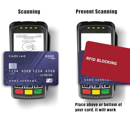 RFID Blocking Card - 3 Pack, Contactless NFC Credit Card ID Protection Safe Bank Card Passport Entire Wallet Purse Shield Protector Blocker Guard (Pack of 3, Red) - color: Red/3 cards
