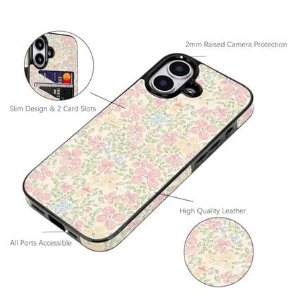 Compatible with iPhone 17 Wallet Case with Card Holder | Peach Blossom Flower Soft TPU Anti Scratch Protective, Shockproof Wallet Case for iPhone 17 6.3 inch - color: Peach Blossom Flower, size: iPhone 17 6.3 inch