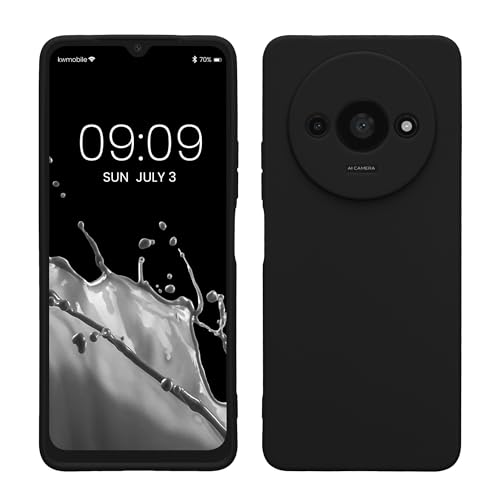 kwmobile Case Compatible with Xiaomi Redmi A3 Case - Protective Slim TPU Phone Cover - Soft Matte Finish - Black - color: black