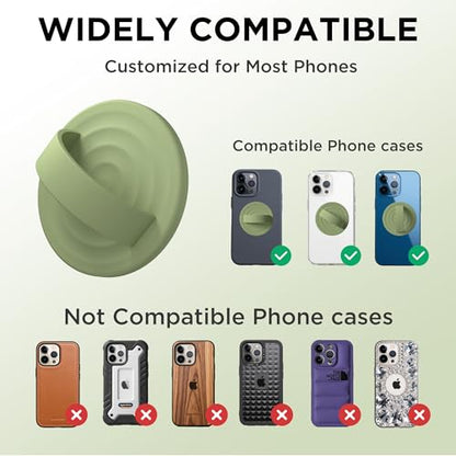 Magnetic Phone Grip for MagSafe, Silicone Ring Grip, Tea Green - color: Tea Green