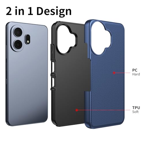 Ailiber Phone Case for TCL 70 Pro NxtPaper, Rugged & Screen Protector-Blue | Stylish Anti-Fingerprint Design, Lightweight PC Back & Soft Silicone Bumper, Shockproof Cover for Casual Active Lifestyles - color: Blue