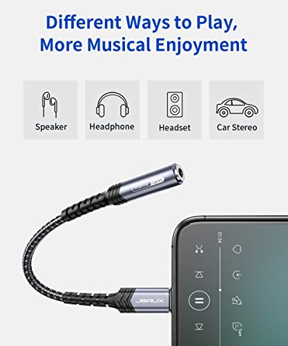 JSAUX Headphone Adapter for iPhone Lightning to 3.5mm Adapter-Grey - color: Grey, size: 1 Pack