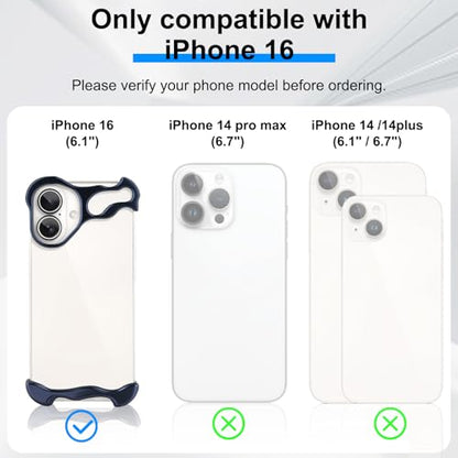 Frameless Phone Case Crafted for iPhone 16 Blue - color: Aluminum Blue, size: iPhone 16