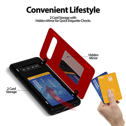 GOOSPERY Magnetic Door Bumper Compatible with Galaxy S10 Plus, Card Holder Wallet Case Easy Magnet Auto Closing Protective Dual Layer Sturdy Phone Back Cover -Red - color: Red, size: Galaxy S10 Plus