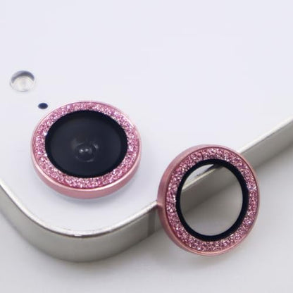 BONVAN for iPhone 15/15 Plus Camera Lens Protector Bling Glitter Metal Crystal Tempered Glass Screen Accessories Sparkly Lens Cover, also Compatible with iPhone 16e (2PCS) (Pink) - color: Pink