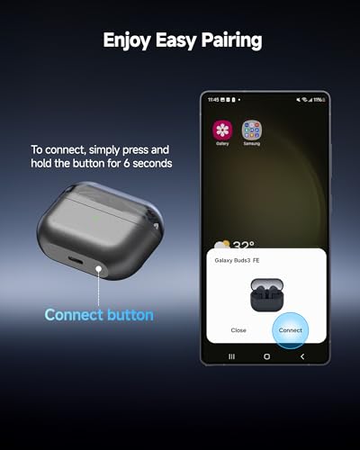Wireless Charging Case for Samsung Galaxy Buds 3 FE - Supports Wireless & Wired Charging, Replacement Charger Case with USB-C Cable (Earbuds Not Included)