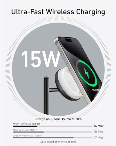 Anker MagSafe Charger, MagGo 3-in-1 Qi2 15W Wireless Charging Station - color: Black