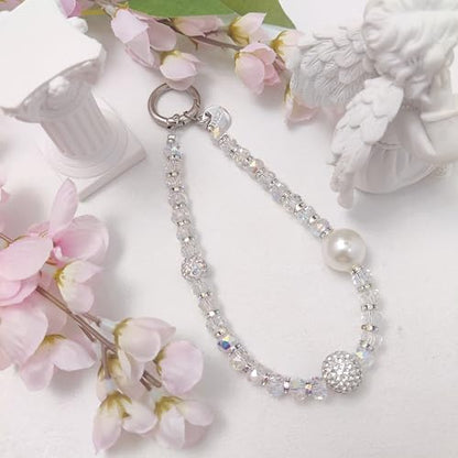 Cute Phone Wrist Strap Chic Beaded Cellphone Lanyard Phone Charm Grip Strap - color: Glitter Colorful