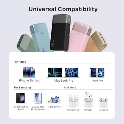 JUOVI Power Bank 35W 20000mAh Portable Charger Fast Charging - color: Green