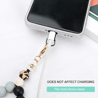 VICHUNHO Marble Silicone Beaded Phone Wrist Strap - color: Colorful Pink