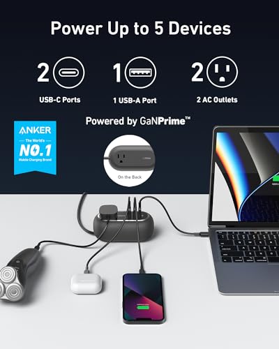 Anker GaNPrime 65W Charging Station, 615 USB-C 5-in-1 Power Strip