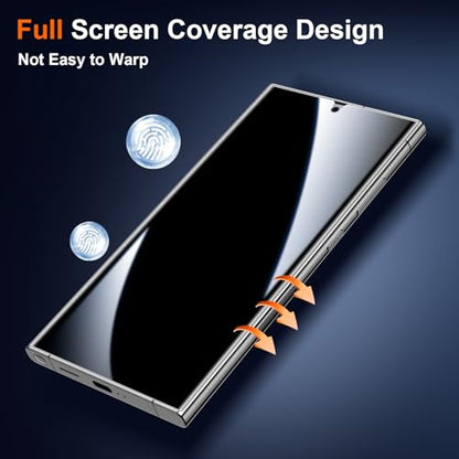2 Packs for Samsung Galaxy S24 Ultra Privacy Screen Protector, Flexible TPU Support Fingerprint Unlock Soft Film 3D Curved Easy Installation Full Coverage - size: Galaxy S24 Ultra