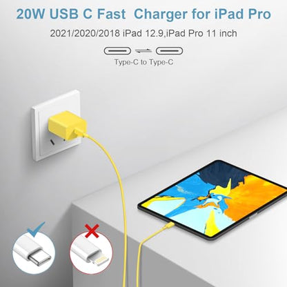 iPhone 18 17 16 15 Charger Fast Charging USB C Charger Block - color: Yellow, size: 6FT