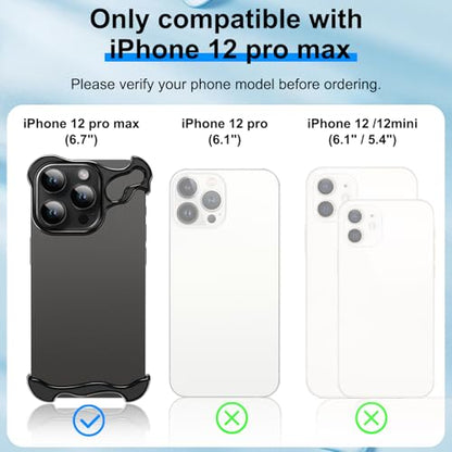 Frameless Phone Case Crafted for iPhone 12 Pro Max Black - color: Aluminum Black, size: iPhone 12 Pro Max
