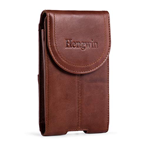 Belt Clip Holster Pouch Hengwin Genuine Leather Phone Case Holster with Magnetic Closure Belt Loop Pouch Bag Fit for iPhone 17 Pro Max 16 Pro Max 14 Pro Max 13 Pro Max Samsung Galaxy S25 Ultra (Brown) - color: Brown